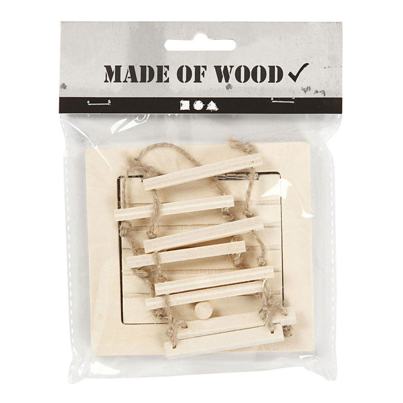 Load image into Gallery viewer, Creativ company mini houten zolderluik en touwladder
