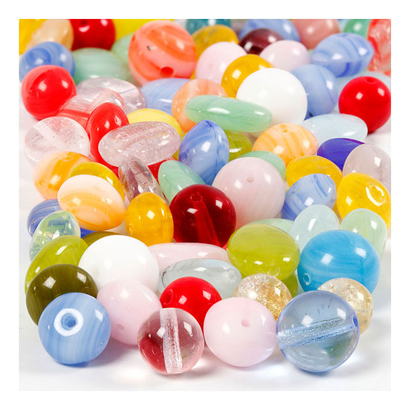 Load image into Gallery viewer, Creativ company glazen kralen divers rond, ovaal, cirkel, 60 gram
