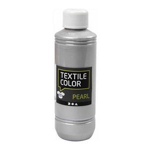 Creativ company textile color dekkende textielverf - zilver parelmoer, 250ml