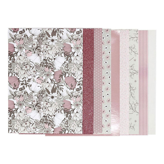 Creativ company design papierblok, afm 21x30 cm, 120+128 gr, beige, bruin, roze, wit, 24 vel 1 doos