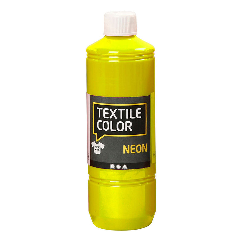 Load image into Gallery viewer, Creativ company textile color semi-dekkende textielverf - neon geel, 500ml
