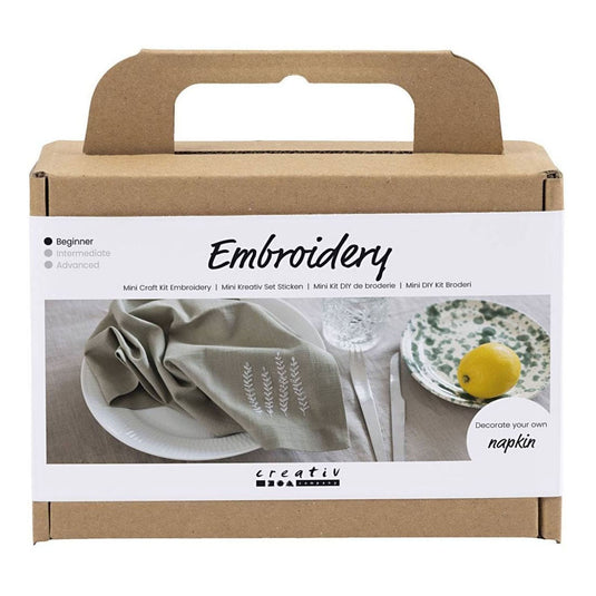 Creativ company mini hobbyset borduren servet dusty groen