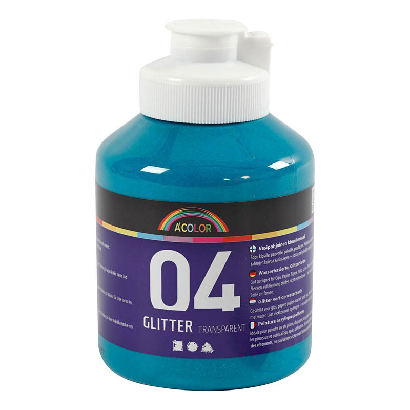 Load image into Gallery viewer, Creativ company acrylverf glitter voor kinderen - turquoise, 500ml
