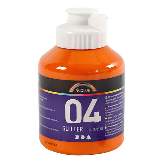 Creativ company acrylverf glitter voor kinderen - oranje, 500ml