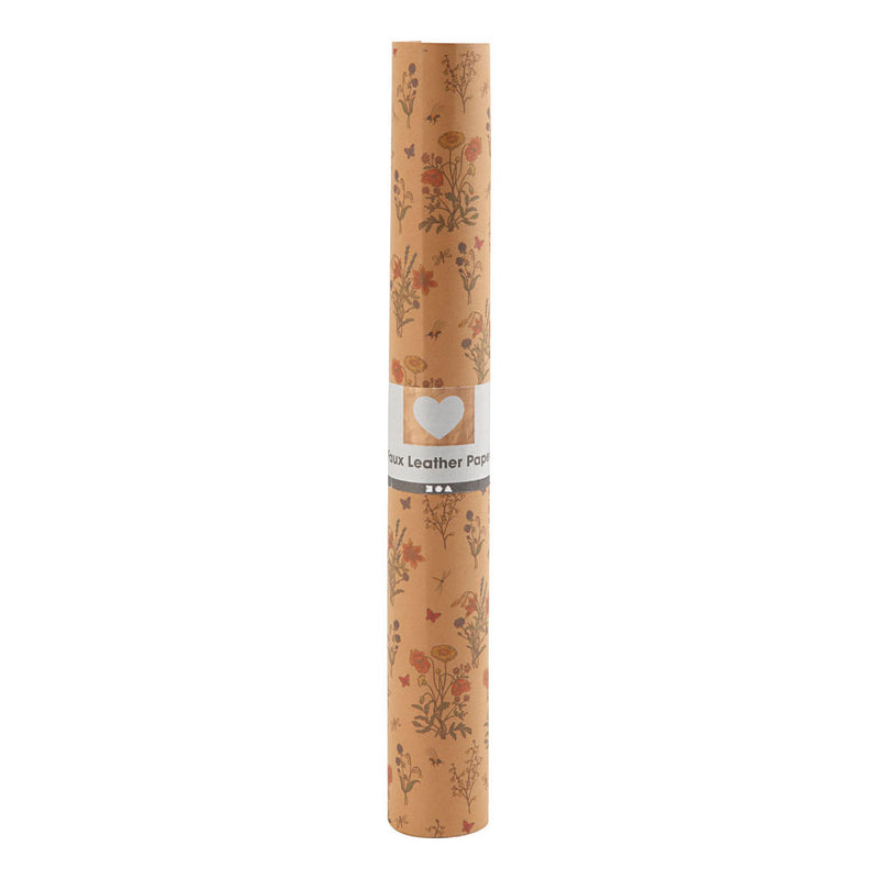 Load image into Gallery viewer, Creativ company faux leather papier bruin met bloemenprint, 1m
