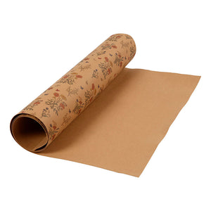 Creativ company faux leather papier bruin met bloemenprint, 1m