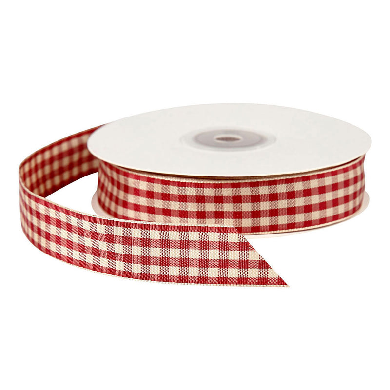 Load image into Gallery viewer, Creativ company https: www.cchobby.nl geruit-lint-b-20-mm-antiek-rood-wit-25-m-1-rol
