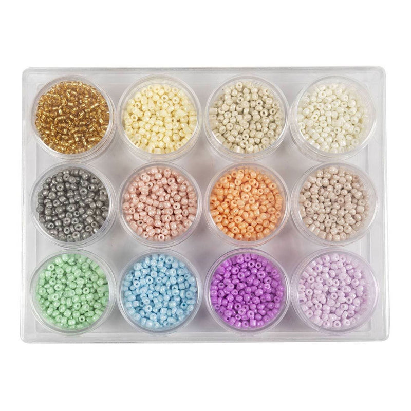 Load image into Gallery viewer, Creativ company rocailles ronde glazen kralen 3 mm pastelkleuren, 12x17 gram
