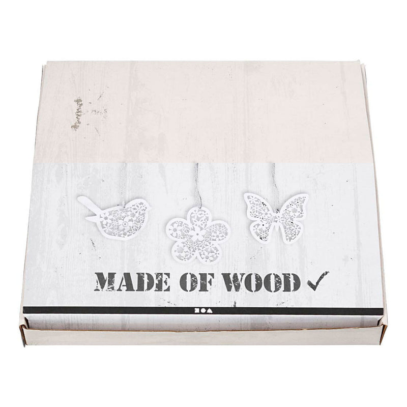 Load image into Gallery viewer, Creativ company houten figuren vlinder bloem en vogel, 90st.
