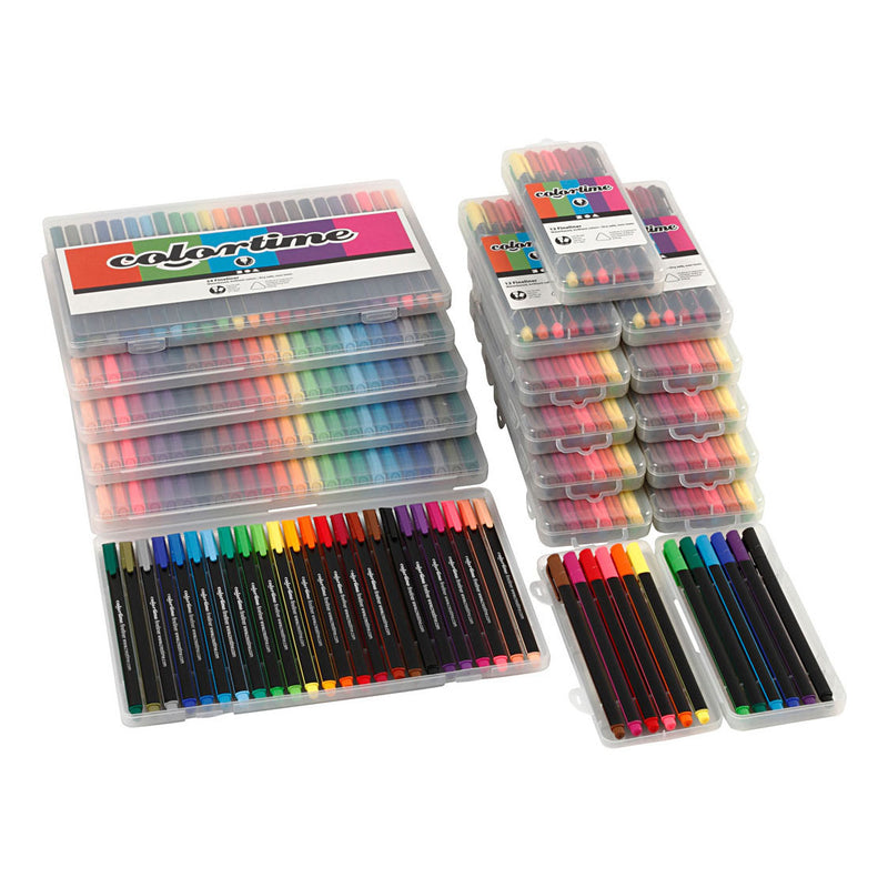 Load image into Gallery viewer, Creativ company http: www.cchobby.nl colortime-fineliners-lijndikte-0-6-0-7-mm-diverse-kleuren-18-doos-1-doos
