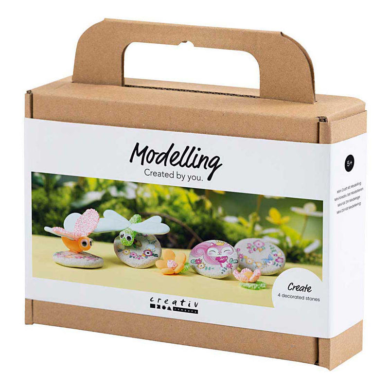 Load image into Gallery viewer, Creativ company http: www.cchobby.nl mini-hobbyset-boetseren-steen-met-insect-grijs-lichtroze-licht-turquoise-1-doos
