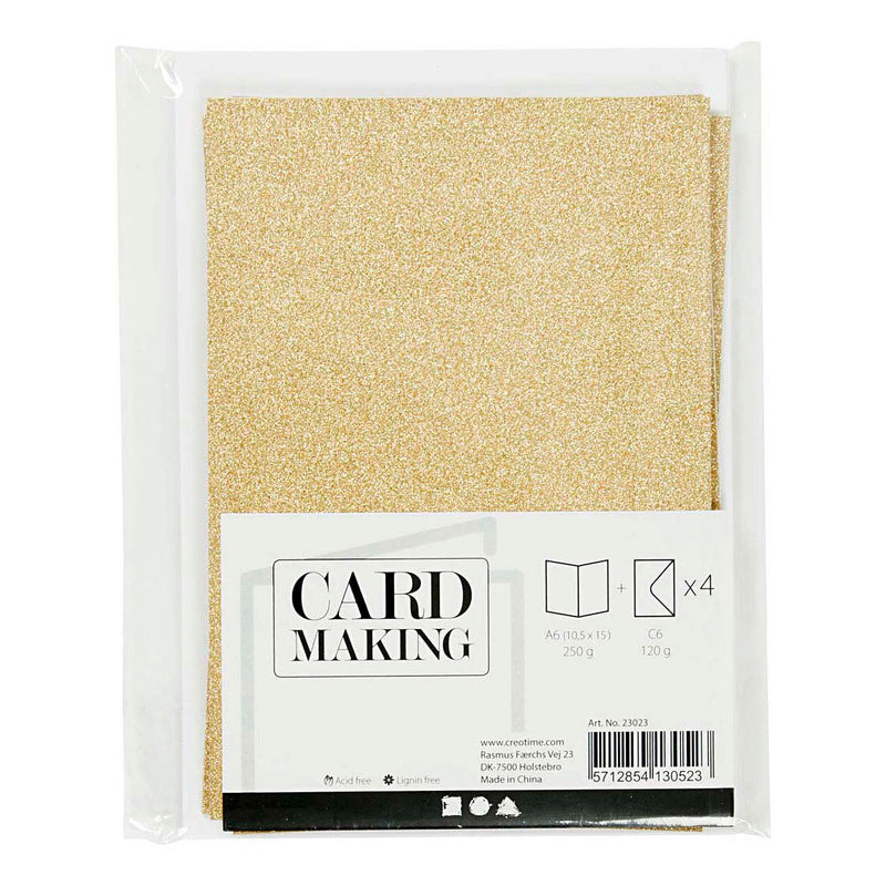 Afbeelding laden in galerijviewer, Creativ company kaarten en enveloppen 10,5x15cm glitter goud - 4st.
