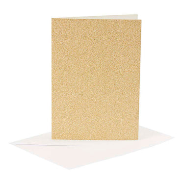 Creativ company kaarten en enveloppen 10,5x15cm glitter goud - 4st.