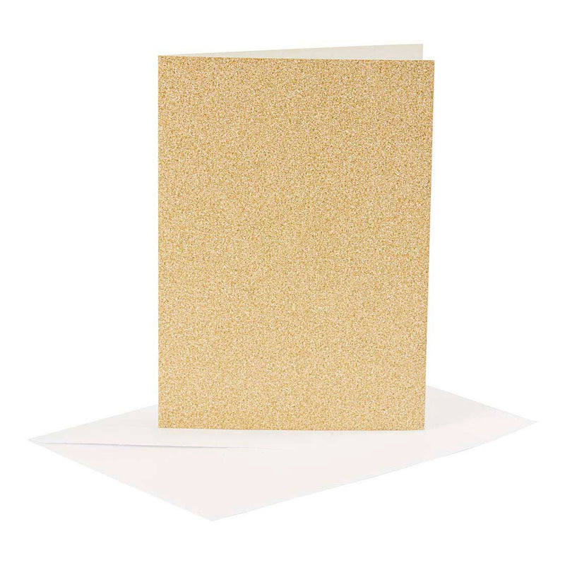 Load image into Gallery viewer, Creativ company kaarten en enveloppen 10,5x15cm glitter goud - 4st.
