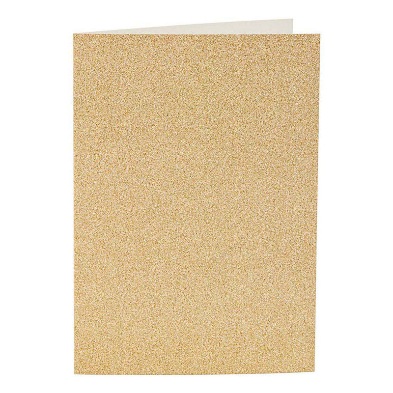 Load image into Gallery viewer, Creativ company kaarten en enveloppen 10,5x15cm glitter goud - 4st.
