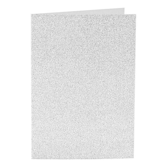 Creativ company kaarten en enveloppen 10,5x15cm glitter zilver - 4st.