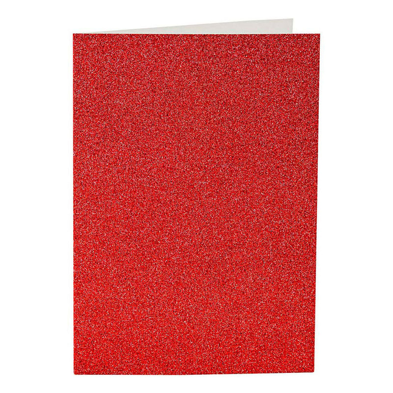 Load image into Gallery viewer, Creativ company kaarten en enveloppen 10,5x15cm glitter rood - 4st.
