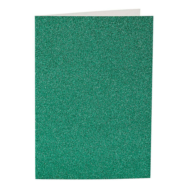 Load image into Gallery viewer, Creativ company kaarten en enveloppen 10,5x15cm glitter groen - 4st.
