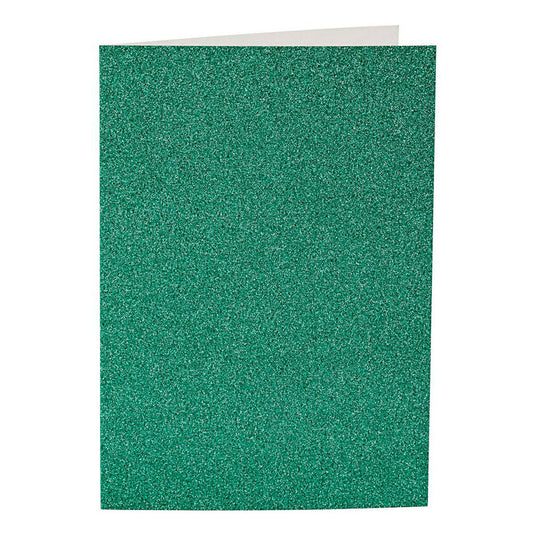 Creativ company kaarten en enveloppen 10,5x15cm glitter groen - 4st.