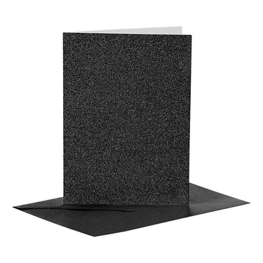 Creativ company kaarten en enveloppen 10,5x15cm glitter zwart - 4st.