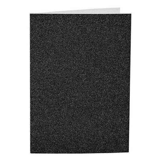 Creativ company kaarten en enveloppen 10,5x15cm glitter zwart - 4st.
