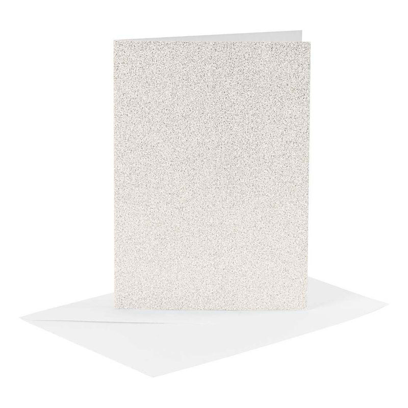 Afbeelding laden in galerijviewer, Creativ company kaarten en enveloppen 10,5x15cm glitter wit - 4st.
