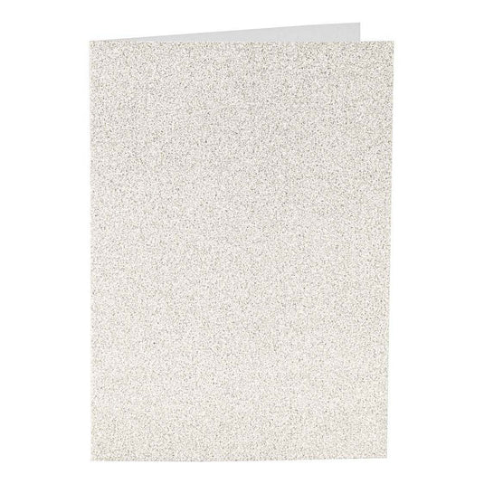 Creativ company kaarten en enveloppen 10,5x15cm glitter wit - 4st.