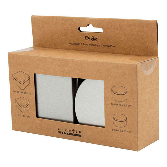 Creativ company blikjes cirkel en vierkant - 4st.