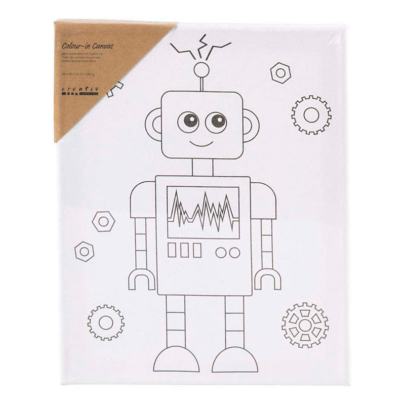 Afbeelding laden in galerijviewer, Creativ company schildercanvas met print robot - 24x30cm
