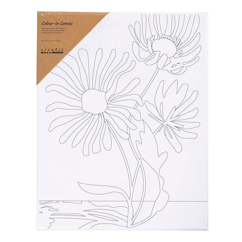 Load image into Gallery viewer, Creativ company schildercanvas met print grote bloemen - 24x30cm
