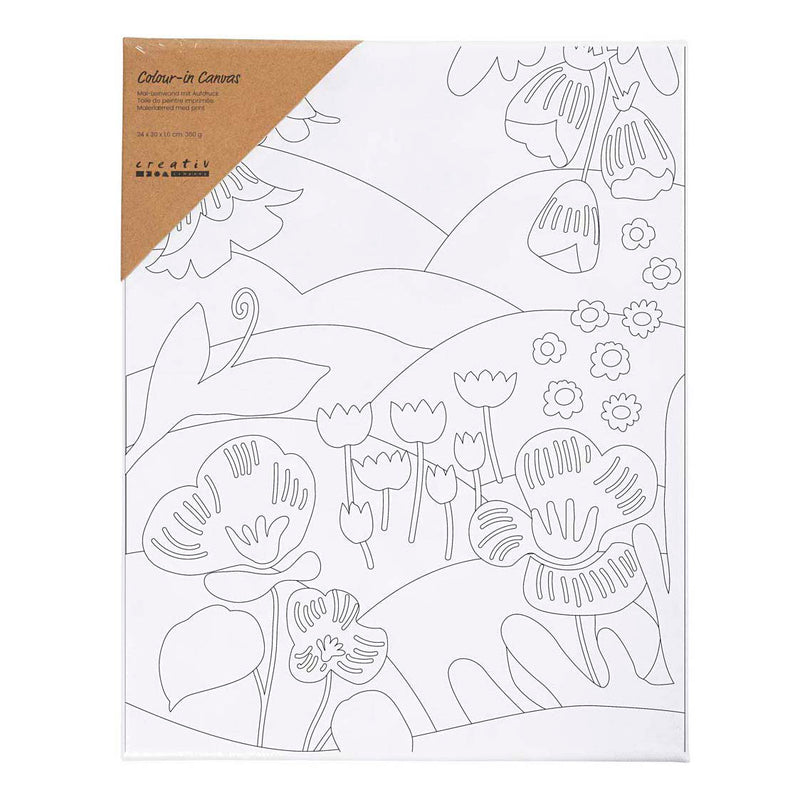 Load image into Gallery viewer, Creativ company schildercanvas met print bloemenlandschap - 24x30cm
