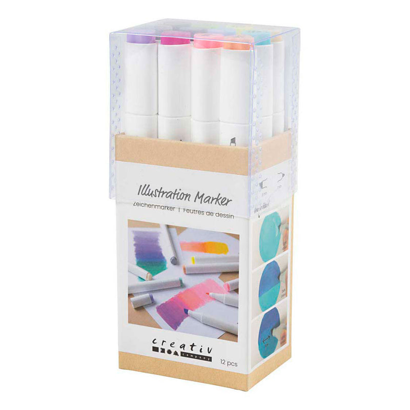 Load image into Gallery viewer, Creativ company tekenstift lijndikte 1+8mm pastelkleuren - 12st.
