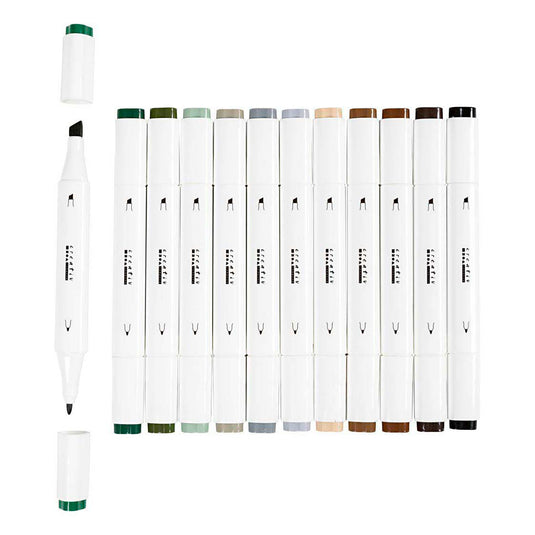 Creativ company tekenstift lijndikte 1+8mm natuurlijke kleuren - 12st.