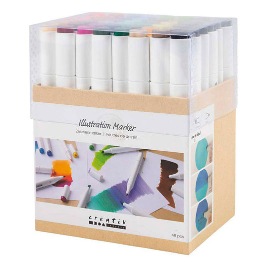 Creativ company tekenstift lijndikte 1+8mm standaardkleuren - 48st.