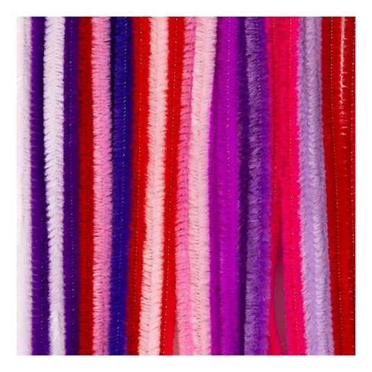 Creativ company chenille 6mm x 30cm paars en roze harmonie - 25st.