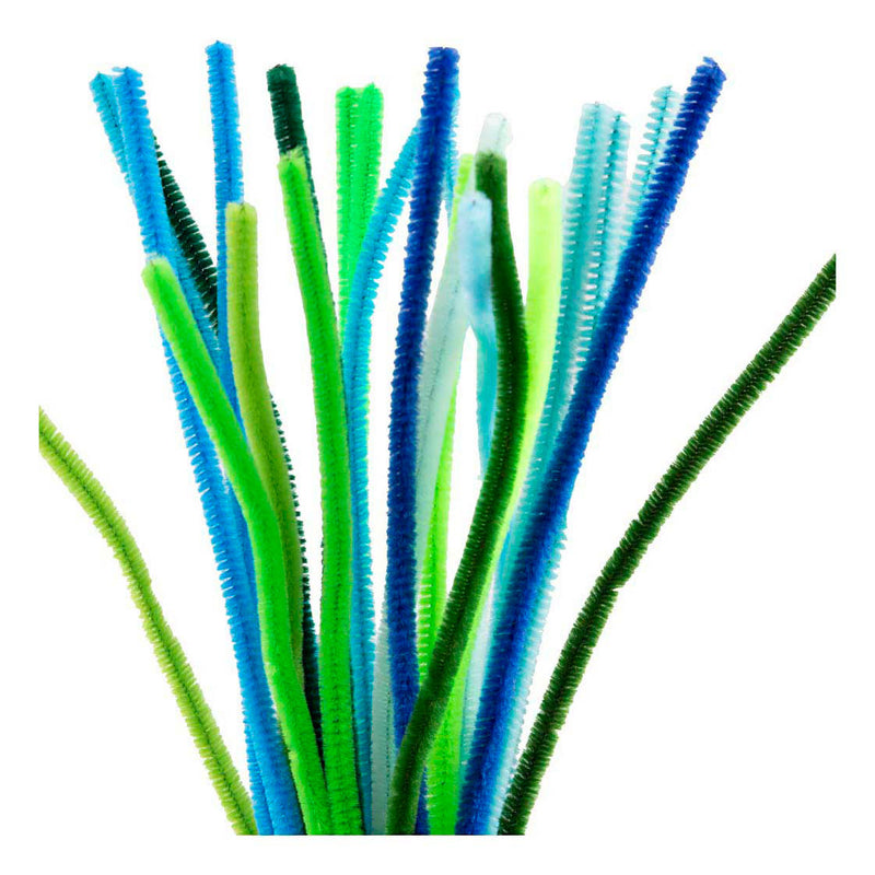 Load image into Gallery viewer, Creativ company chenille 6mm x 30cm groen en turquoise harmonie - 25st.
