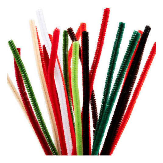 Creativ company chenille 6mm x 30cm kerst kleuren- 25st.