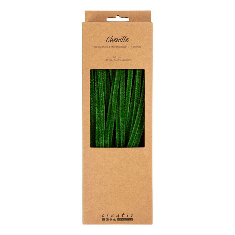 Afbeelding laden in galerijviewer, Creativ company chenille 6mm x 30cm dennegroen - 50st.
