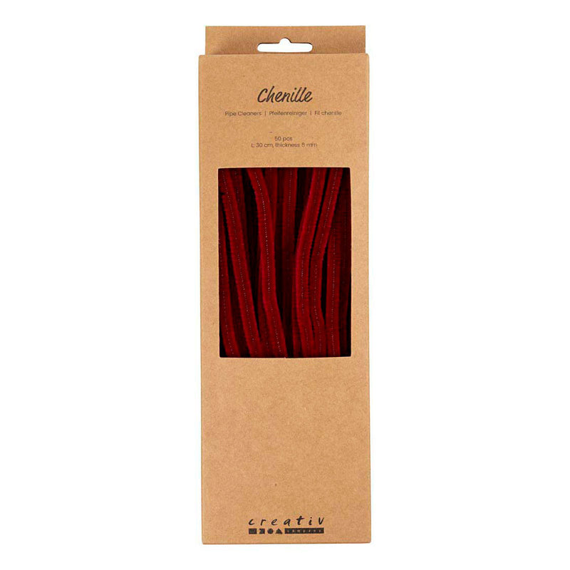 Load image into Gallery viewer, Creativ company chenille 6mm x 30cm donkerrood - 50st.
