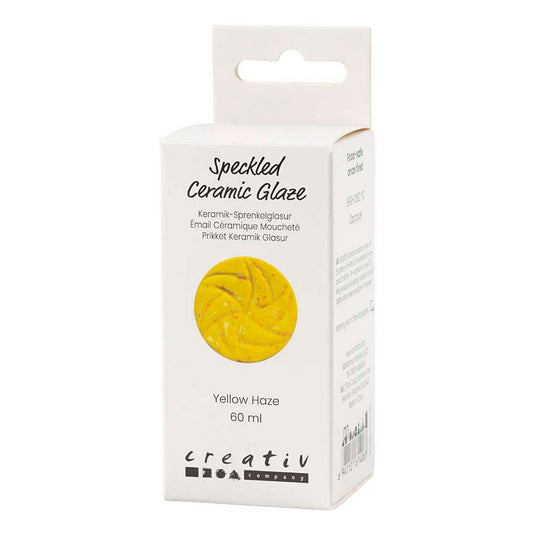Creativ company gespikkeld keramiekglazuur, 999-1060 °c, dekkend, yellow haze, 60 ml 1 fles