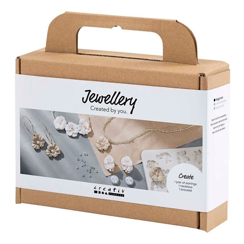 Afbeelding laden in galerijviewer, Creativ company mini hobbyset sieraden oorbellen armband en halsketting bloemontwerp
