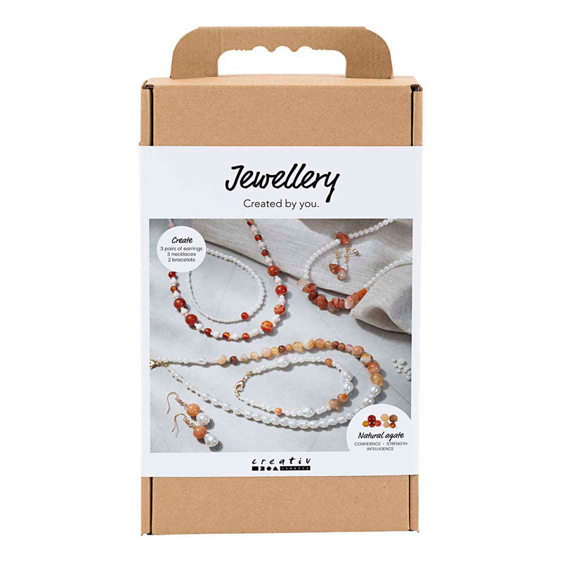Load image into Gallery viewer, Creativ company hobbyset sieraden beige burnt orange wit parelmoer
