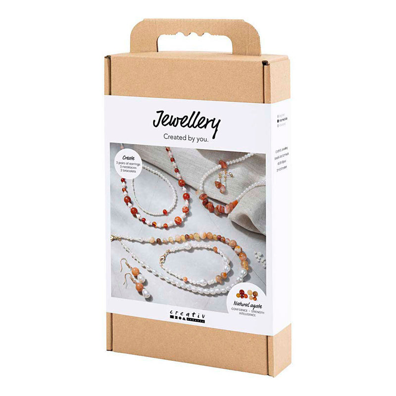 Load image into Gallery viewer, Creativ company hobbyset sieraden beige burnt orange wit parelmoer
