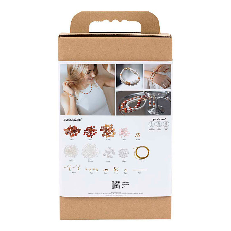 Load image into Gallery viewer, Creativ company hobbyset sieraden beige burnt orange wit parelmoer
