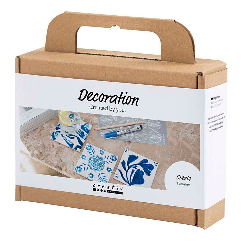 Load image into Gallery viewer, Creativ company mini hobbyset decoratie porseleinen onderzetters blauw
