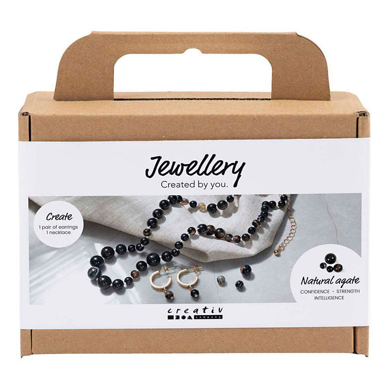 Afbeelding laden in galerijviewer, Creativ company mini hobbyset sieraden halsketting en oorbellen zwart en wit
