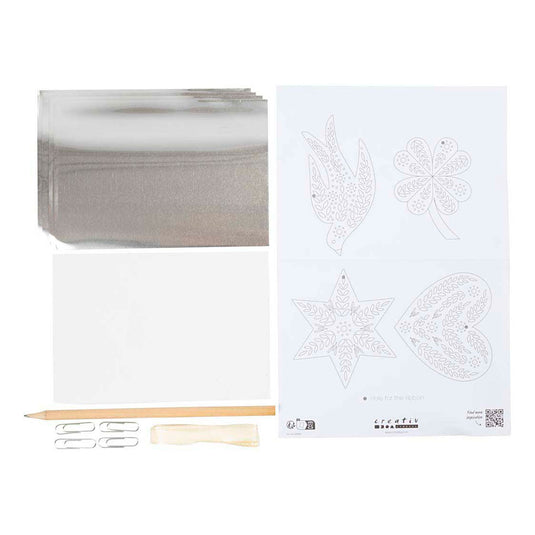 Creativ company mini hobbyset decoratie kerstdecoratie silver metal
