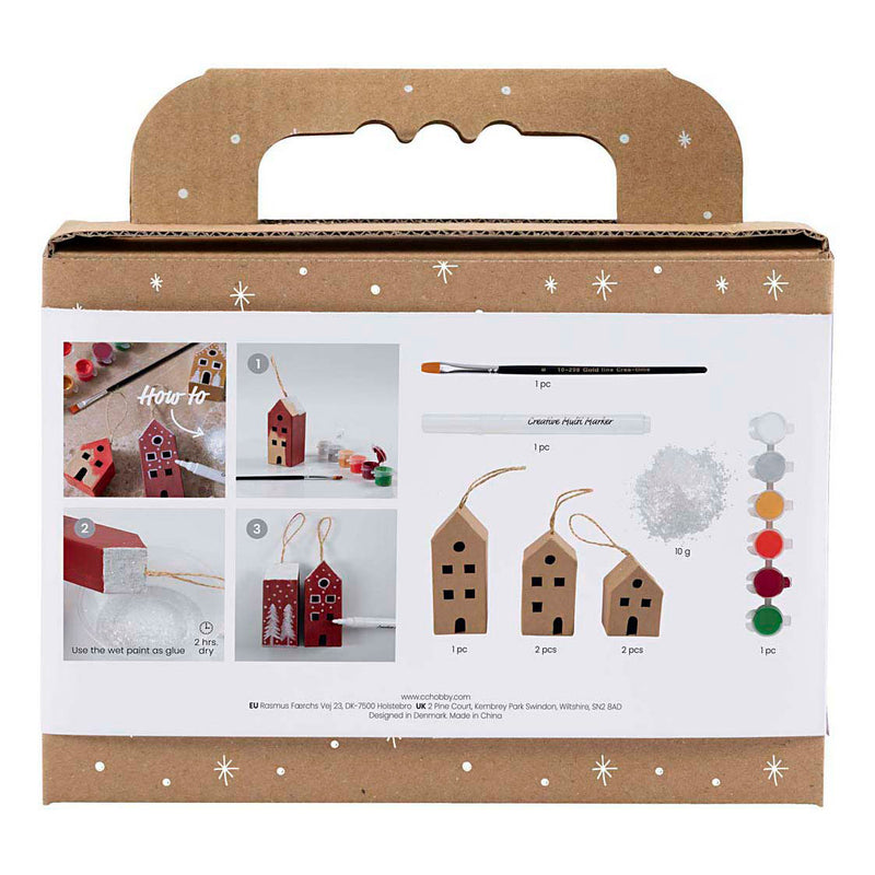 Load image into Gallery viewer, Creativ company mini hobbyset decoratie huizen kerst kleuren

