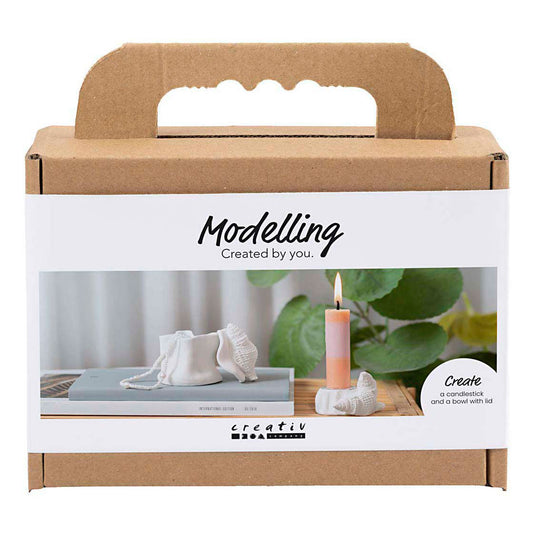 Creativ company mini hobbyset boetseren kandelaar met schelpen off white