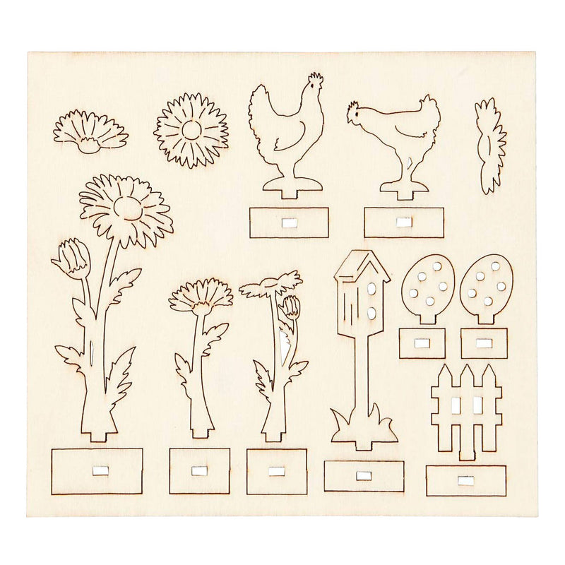 Load image into Gallery viewer, Creativ company diy houten figuren kippen, eieren en bloemen
